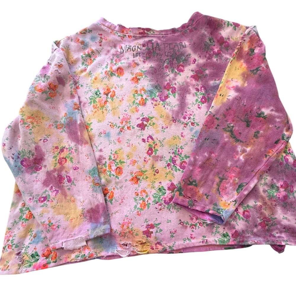 Magnolia Pearl RARE Songbird Floral Sweatshirt Purple Tie Dye Bird Distressed - Picture 15 of 16
